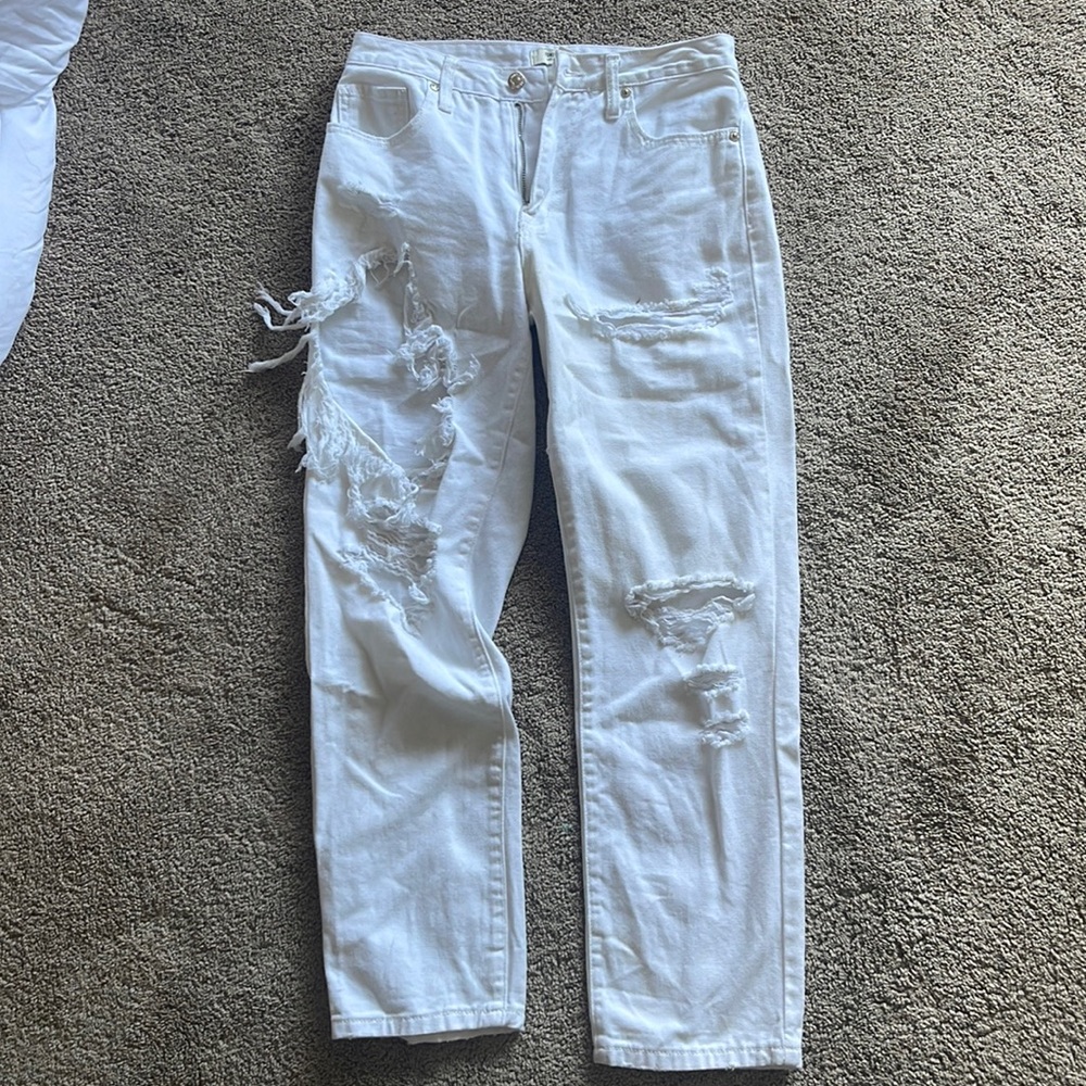 White Ripped High Waisted Forever 21 Jeans
